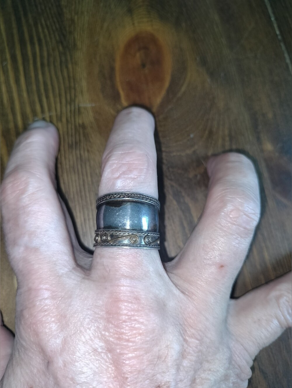 Antique 1920s Wide Band 925 Ring